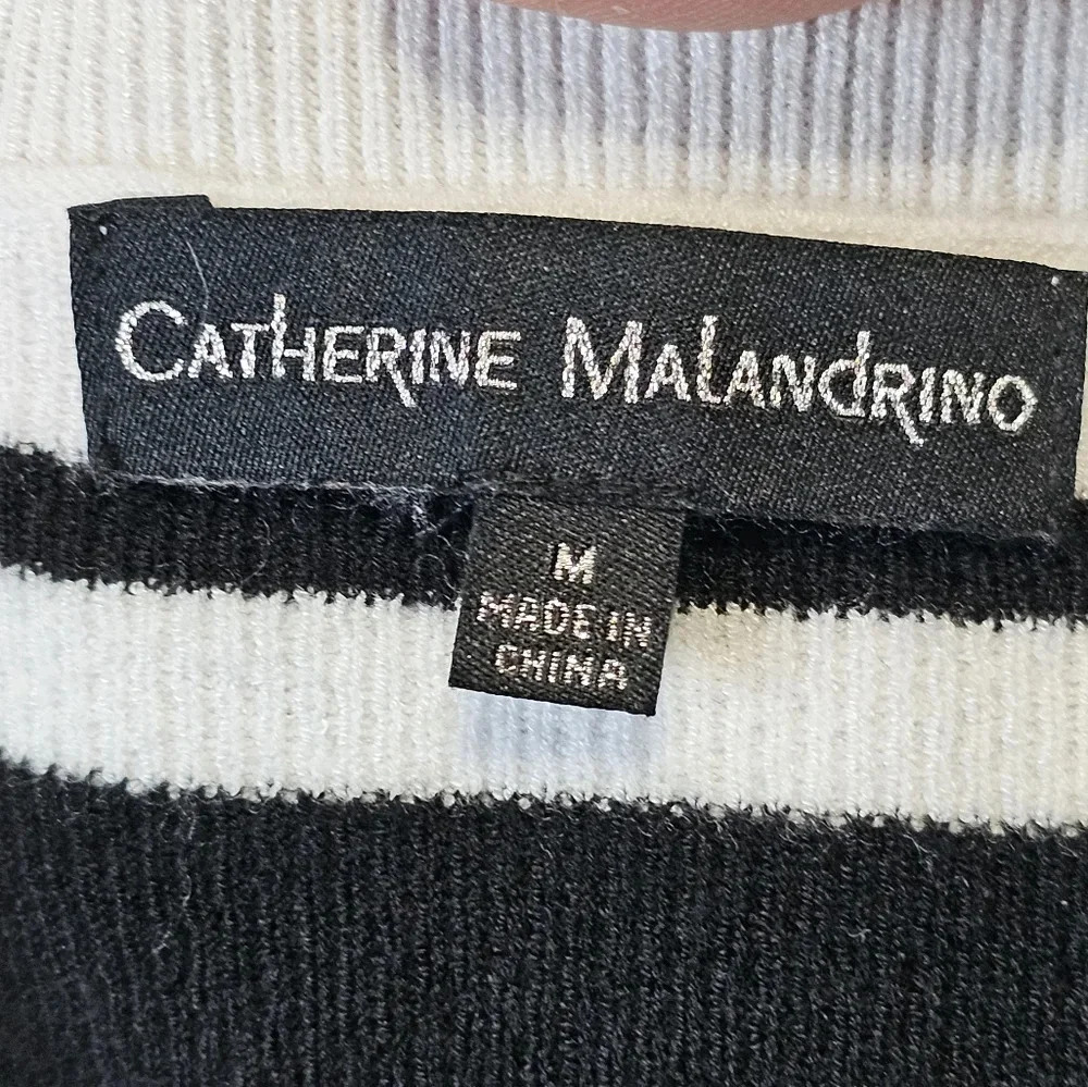Catherine Malandrino Womens M Striped Rayon Sweater Investment Quiet Luxury - Picture 4 of 7